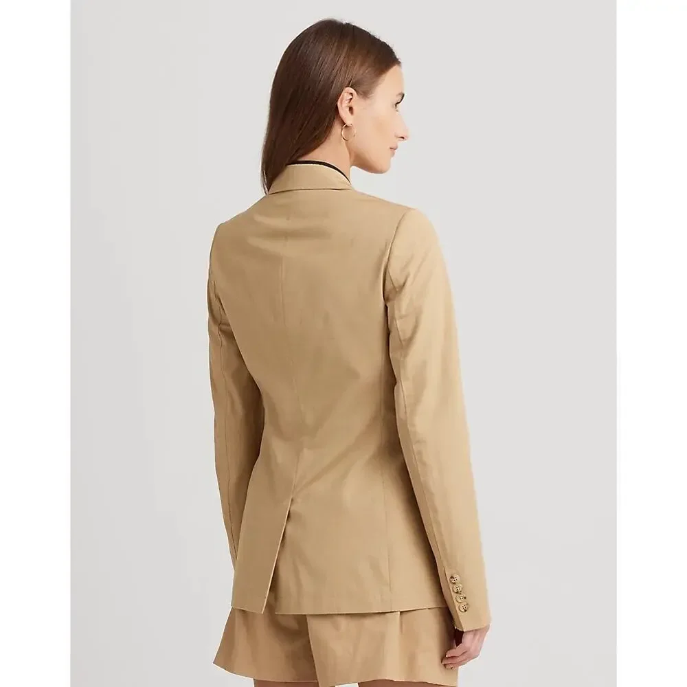 Lauren Ralph Lauren Women's Cotton Twill Blazer Long Sleeve Tan Size 0 NWT
